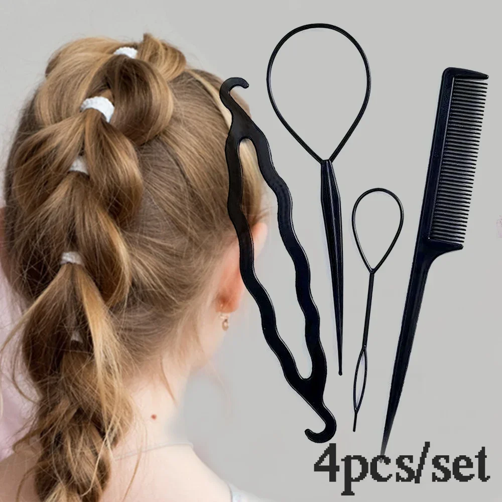 

4pcs/Set Women DIY Hair Tail Tools Donut Bun Maker Ponytail Braiding Styling Disk Twist Tools Accessories For Toddlers Girl