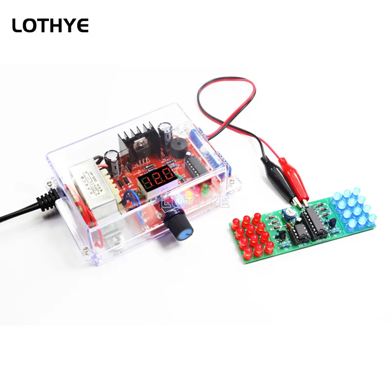 LM317 Adjustable Voltage Regulated Kit Electronic DIY DC Step-down Power Supply Making Parts With Case Soldering Assembly 220V