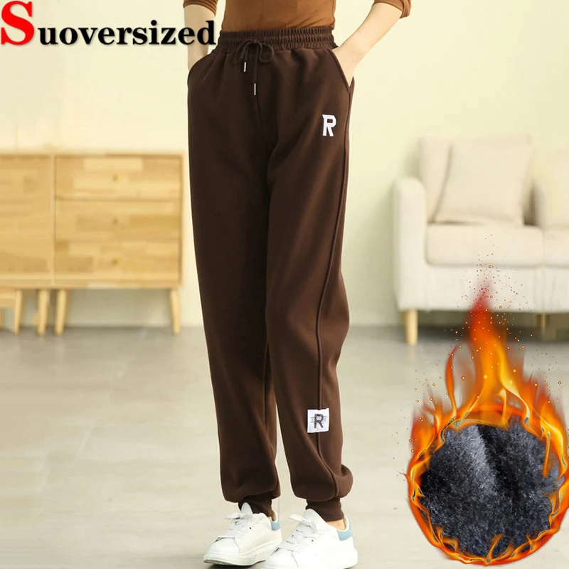 

Oversized 4xl Winter Sweatpants Plush Lined Baggy Harem Pants Casual Women's Thicken Trousers High Waist Warm Jogger Pantalones