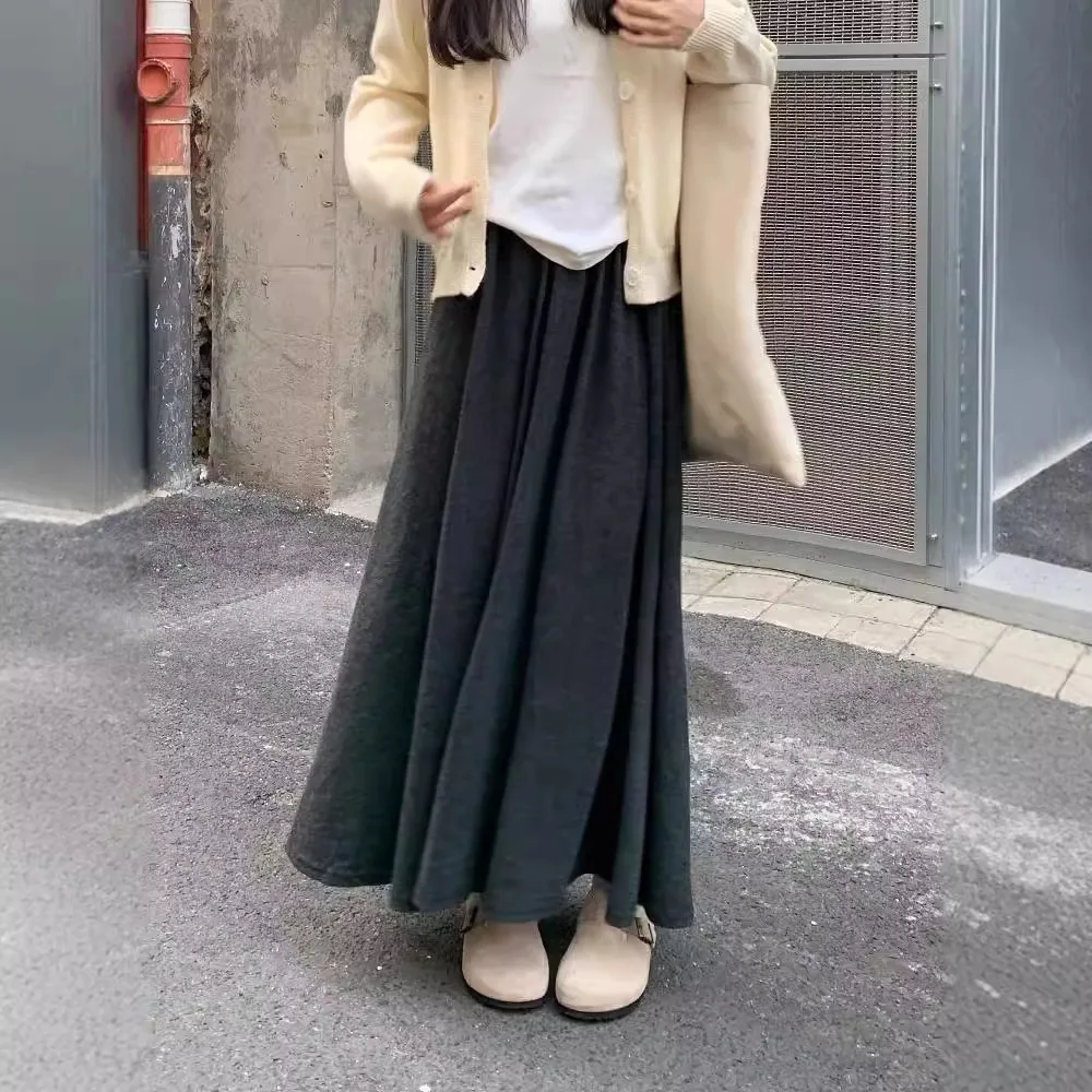 

Autumn Winter Skirt Girl Drape Long Skirt Glutinous Rice Lazy Skirt Female Elastic Waist Versatile New Nuomi Skirt Wholesale