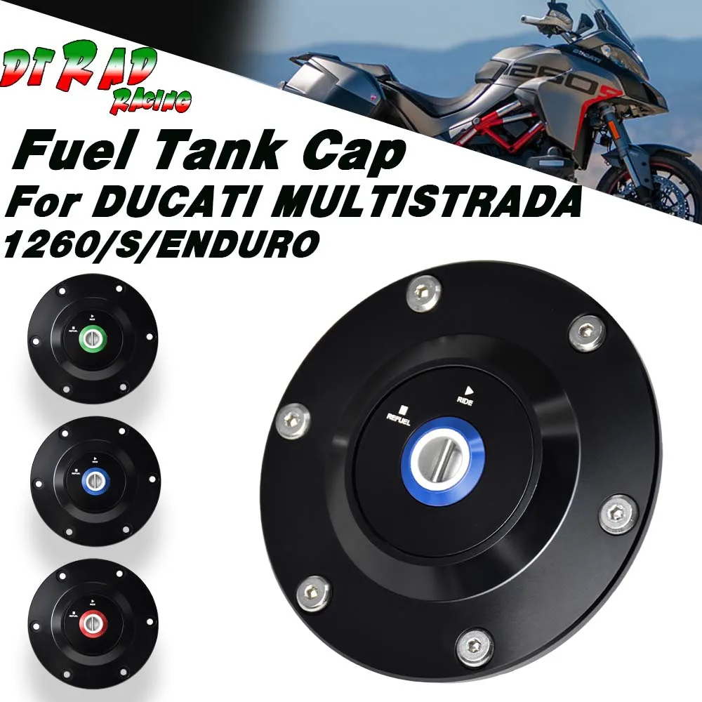 

For DUCATI MULTISTRADA 1260/S/ENDURO Billet Aluminum Gasoline Filler Cap Fuel Anti-Theft Plug Key Lockable Petrol Tank Cover