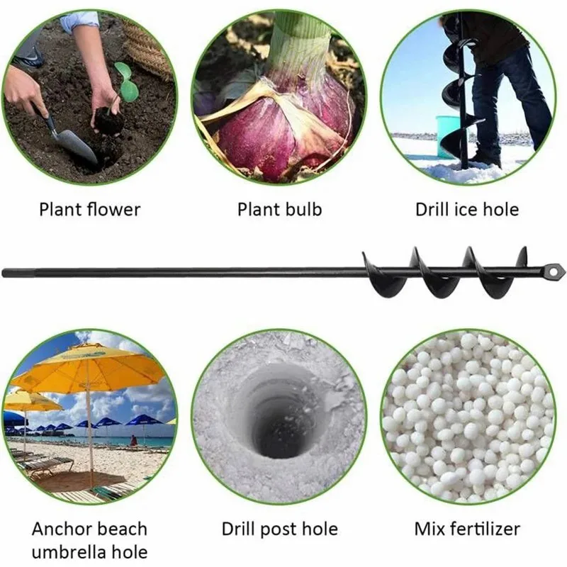 E2 9 to 18 Inch Earth Planter Spiral Auger Drill Bit Post Hole Digger Power Garden Auger Kit Spiral Drill Bit Tool Set for metal