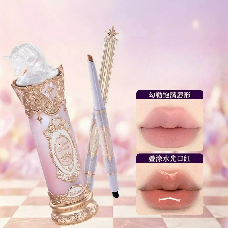 Flower Knows Knight Unicorn Lip Gloss Double-headed Lipliner Pencil Long-Lasting High Pigment Natural Makeup