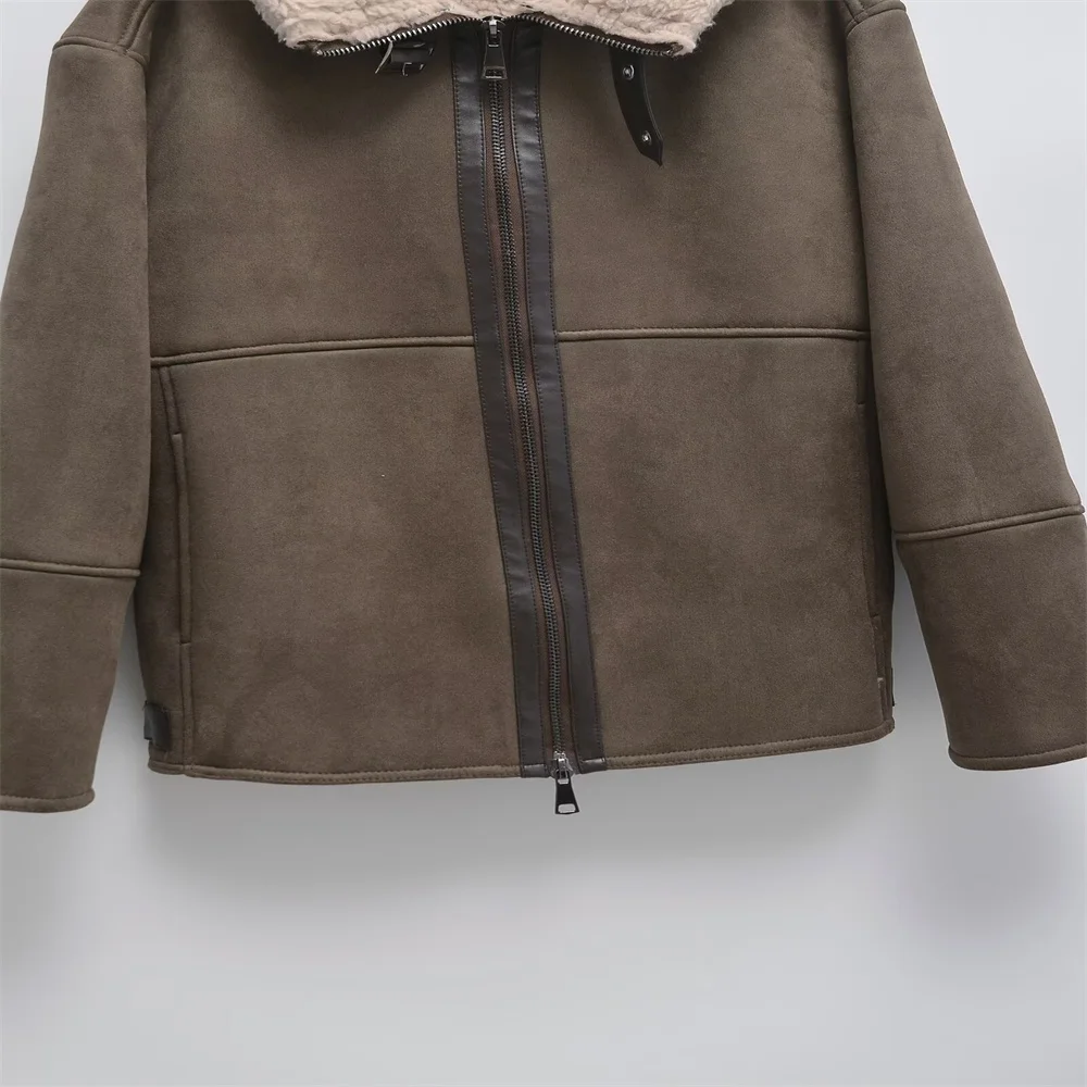 เสื้อแจ็คเก็ตมีฮู้ดสองชั้นสไตล์ฝรั่งเศสสำหรับผู้หญิงรุ่นใหม่ประจำฤดูใบไม้ร่วงและฤดูหนาว