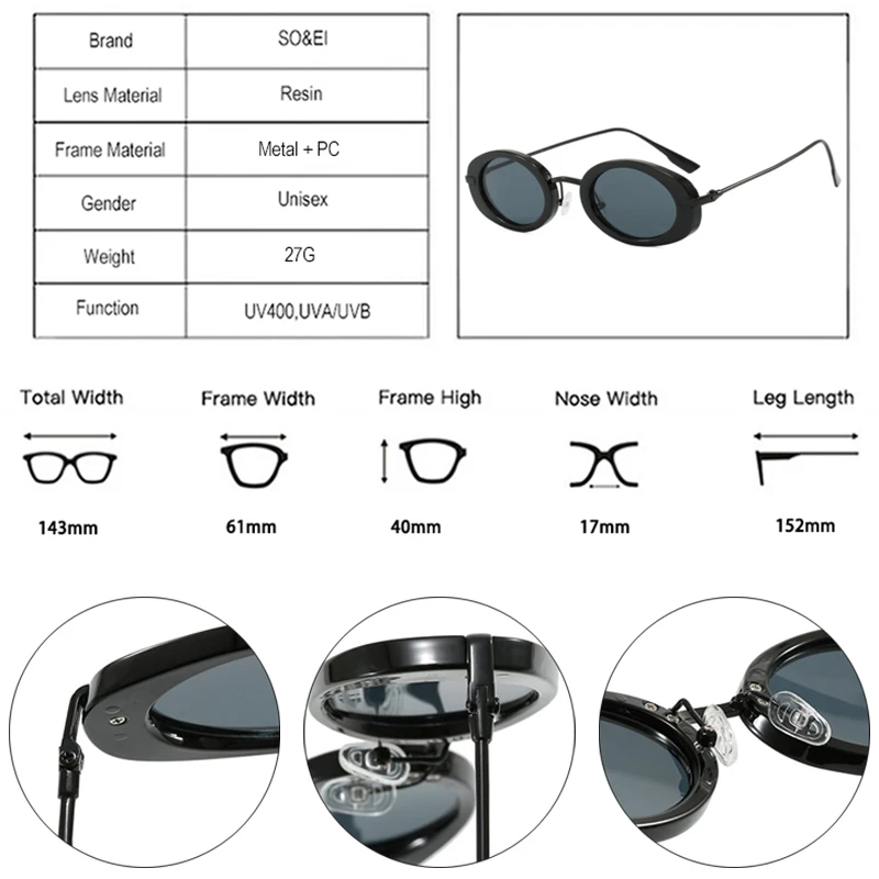 SO&EI Retro Small Oval Women Luxury Sunglasses Fashion Punk Men Trending Gradient Sun Glasses Shades UV400