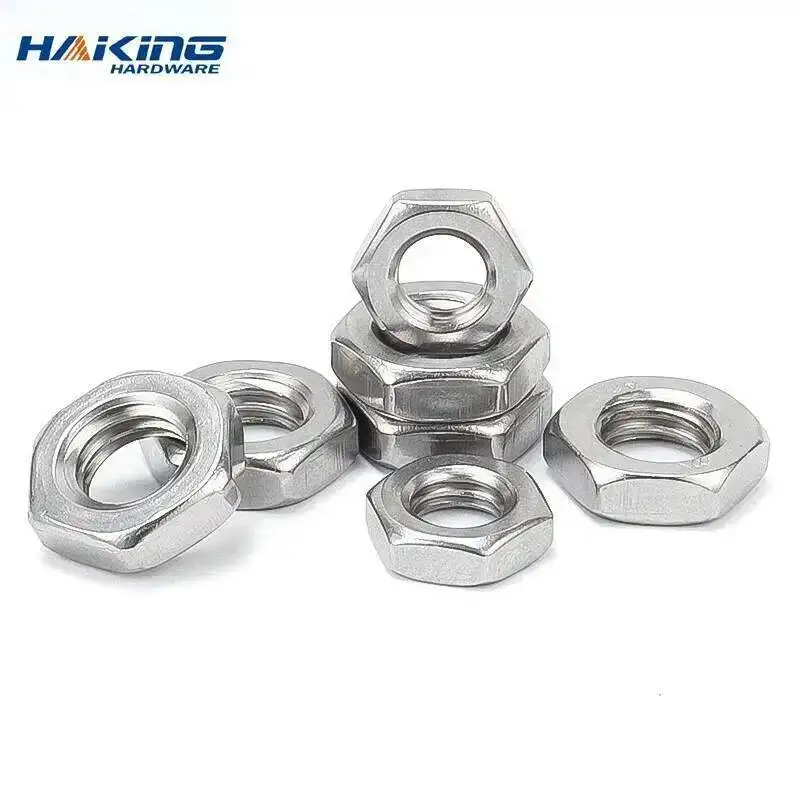 2-25pcs Steel Nut M2.5 M3 M4 M5 M6 M8 M10 M12 M14 M16 304 A2-70 Stainless Steel Flat Hex Hexagon Thin Nut Jam Nut DIN439 GB6172