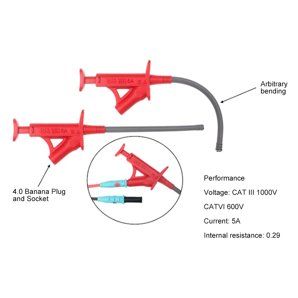 1PCS Multifunctional Insulated Quick Test Hook Clip 1000V Electric Flexible Testi Probe Instrument Accessories