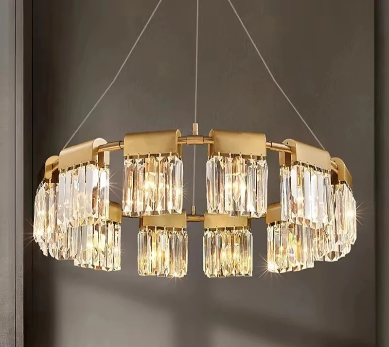 Luxury Gold Chandelier Crystal Lampshade Chandelier High  Stunning Ceiling Lighting
