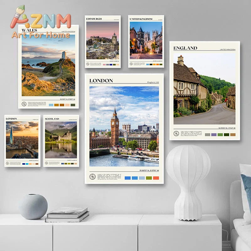United Kingdom Travel Real Photo Posters London Scotland Wales Modern Prints Canvas Painting Wall Picture Home Living Room De