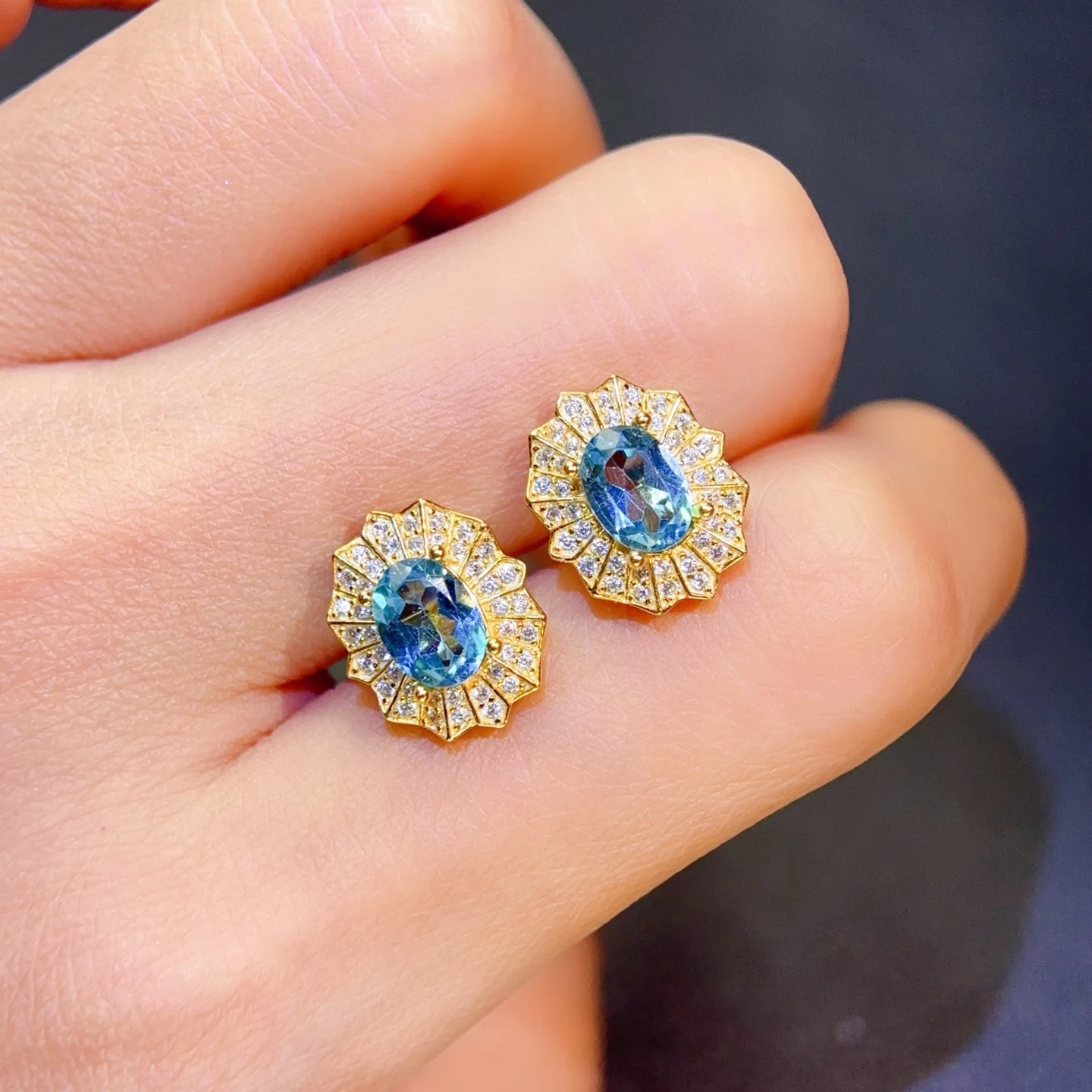 High Quality Natural Topaz Earrings with Certificate Real 925 Sterling Silver Earrings Gold Plated Topaz Jewelry Gift for Wife