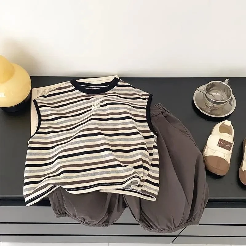 Summer Baby Clothes Sets 2 Pcs Kids Vest Short Boys Girls T-shirt Summer Thin Breathable Toddler Baby Clothes Sets Korea Style