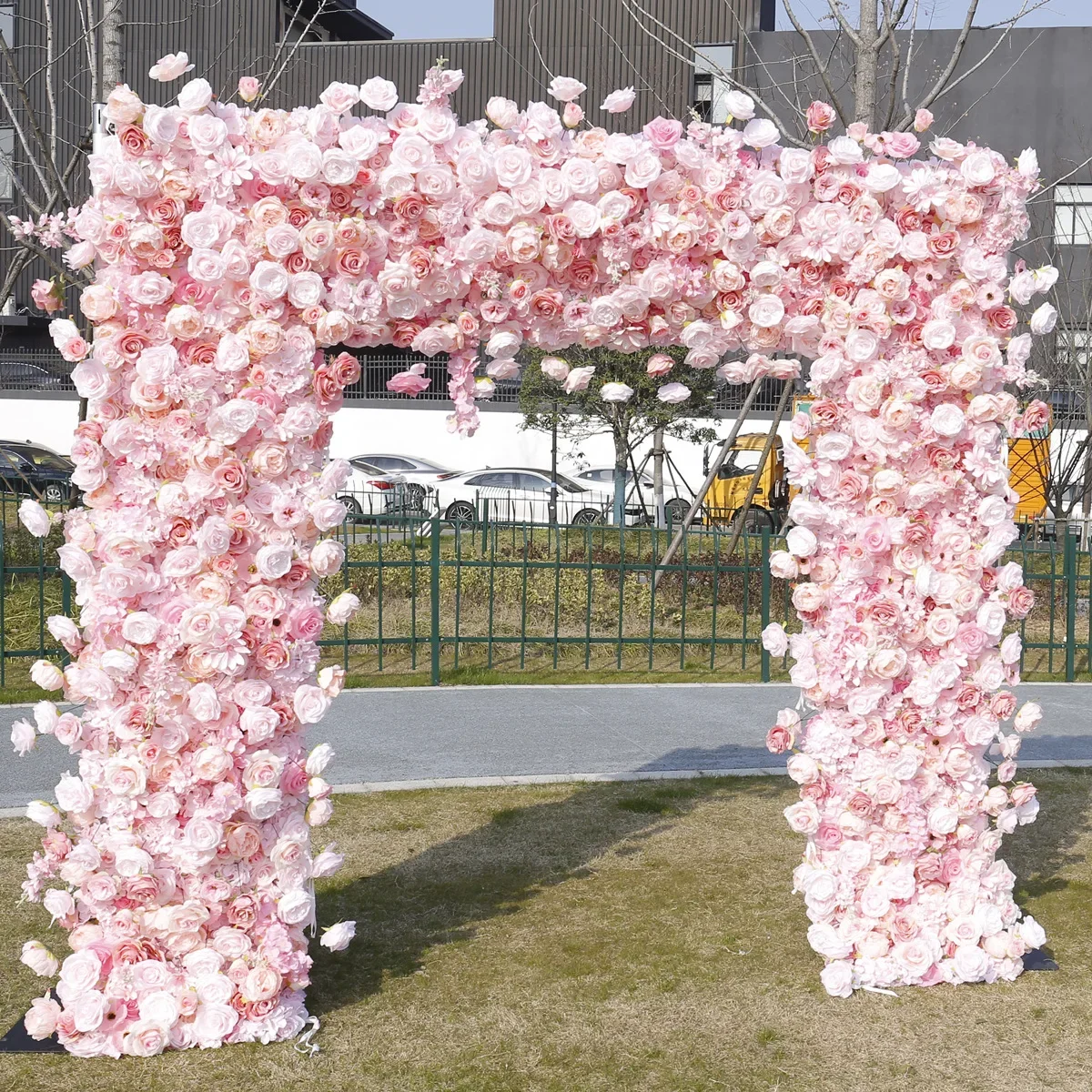 Wedding arch simulation cloth bottom flower  background wall, outdoor wedding site arrangement props rose art