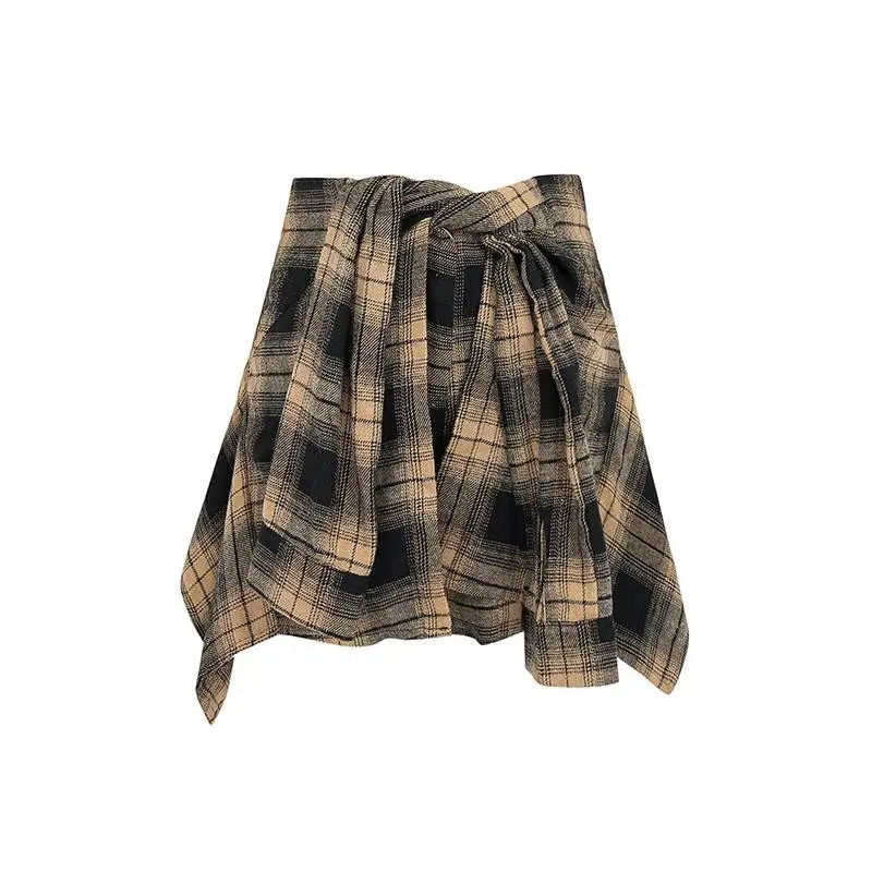 

plus Size Women's T-irt And Plaid Skirt Set with Zipper 200 Pou Extra Large Street Sle ort Sve Summer Outfit