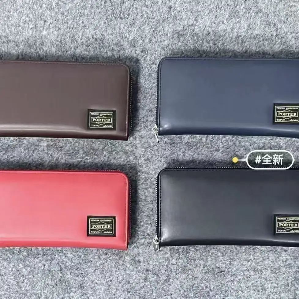 Porter Long Zipper Wallet Solid Color PU Leather Purse Large Capacity Card Holder Cash Coin Bag For Men Women