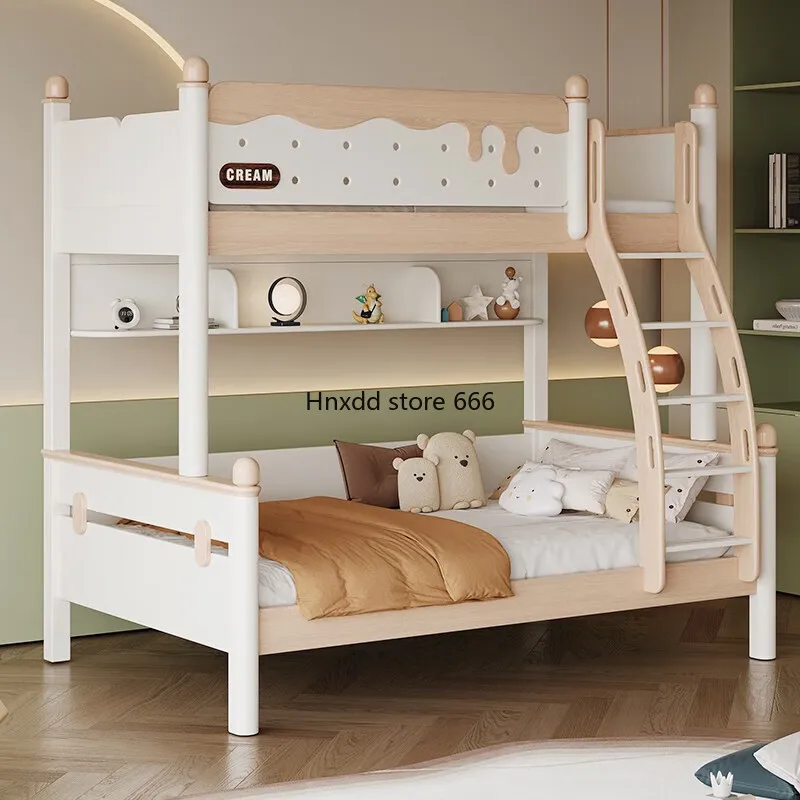 All solid wood children's mother and child bed small apartment multi-functional