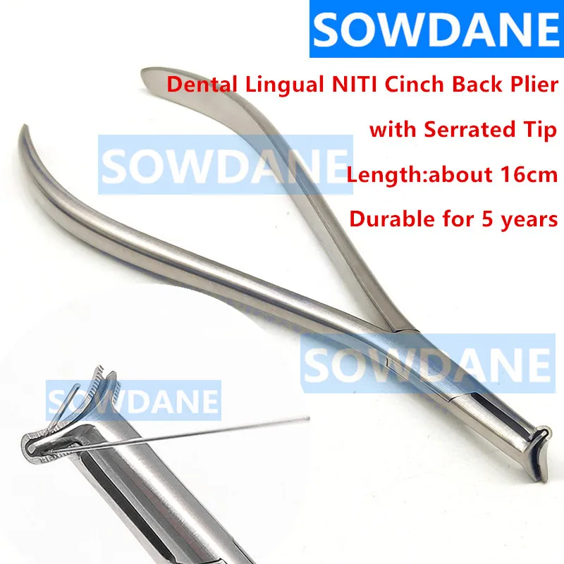 Dental ortodontyczny językowy ArchWire NiTi Cinch Back szczypce z długim uchwytem z ząbkowaną końcówką narzędzie do gięcia drutu dentystycznego