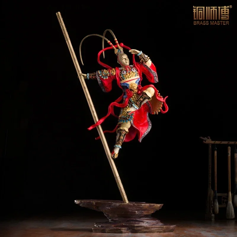 Great Sage Equalling Heaven Monkey King Scullpture Home Decoration Chinese Brass Copper Craft Sun Wukong Statue Business Gift