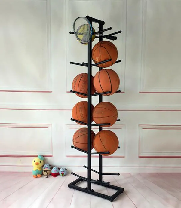 Modern Metal Ball Rack Display Stand Sport Equipment Storage Rack with Basketball Display Stand Functional Store Display Stand