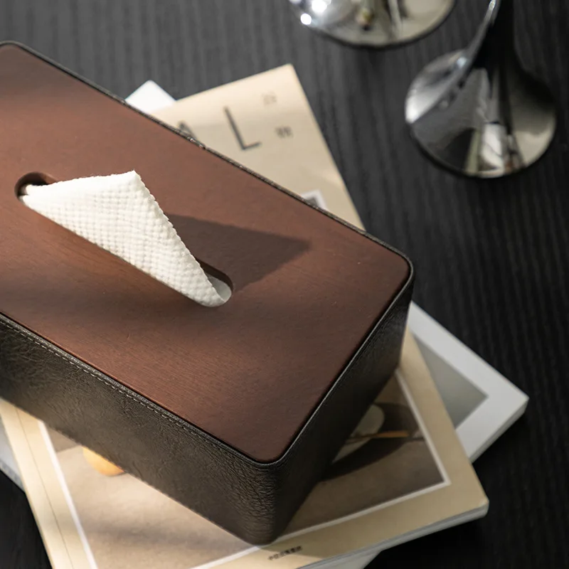Light Luxury Tissue Box Living Room High-value Paper Case Living Napkin Paper Box Dining Room Desktop Decor Storage Organizer