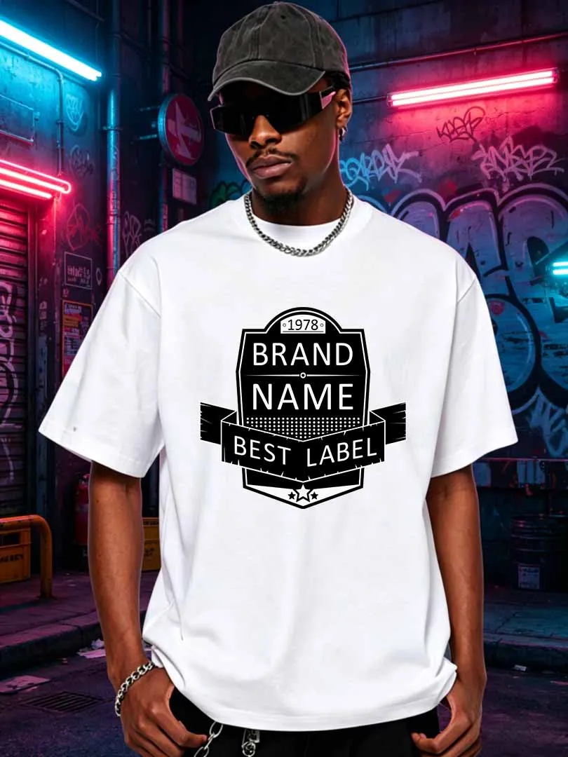 Men Retro Brand Name Graphic T Shirt 1978 Best Label Print Casual Cotton Short Sleeve Oversized Streetwear Tee Tops For Summer