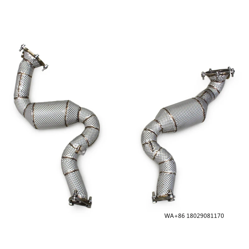 BSK Engine Header Catted Downpipe for  S6/S7 C7 4.0T 2013-2018 Stainless Steel High Flow with Catalyst Exhaust System