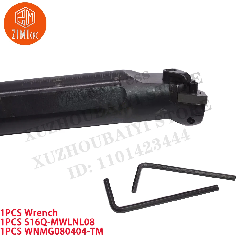 1 قطعة S16Q-MWLNL08 حامل أداة تحويل المخرطة مقاس 16 مم +1 قطعة WNMG080404-TM إدخال كربيد أداة CNC مخرطة معدنية ميكانيكية أدوات قطع