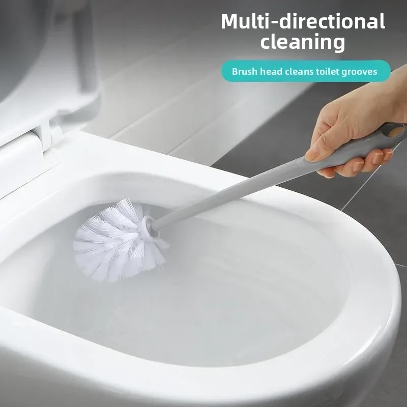 Wall-Mounted Toilet Brush No Dead Angles Cleaning Dense Bristle Toilet Brush Holder Group Hole-Free Installation Durable Toil...