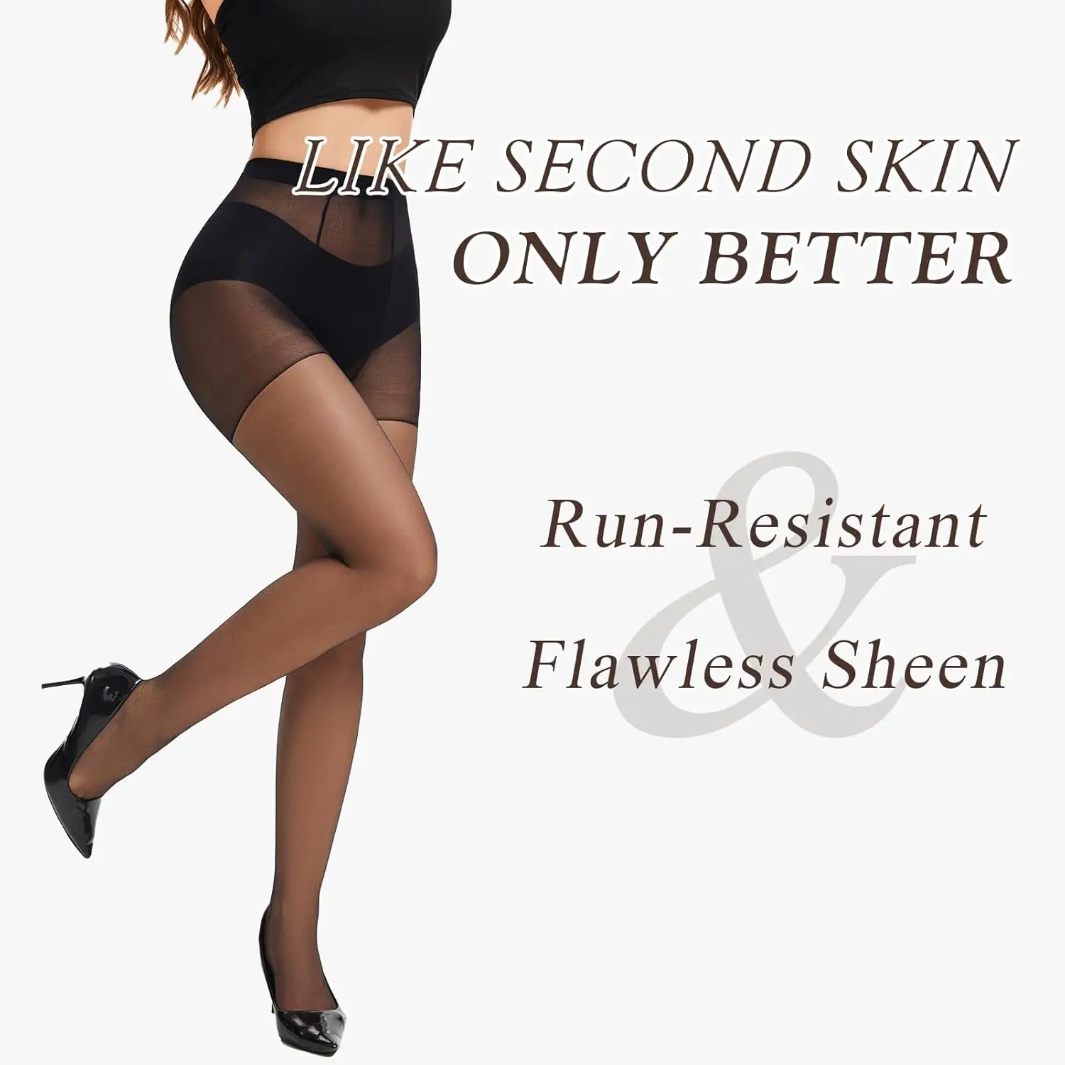 

Колготки Sheer Control Top для женщин, устойчивые к разрывам, с усиленными носками, шелковистые, с высокой талией