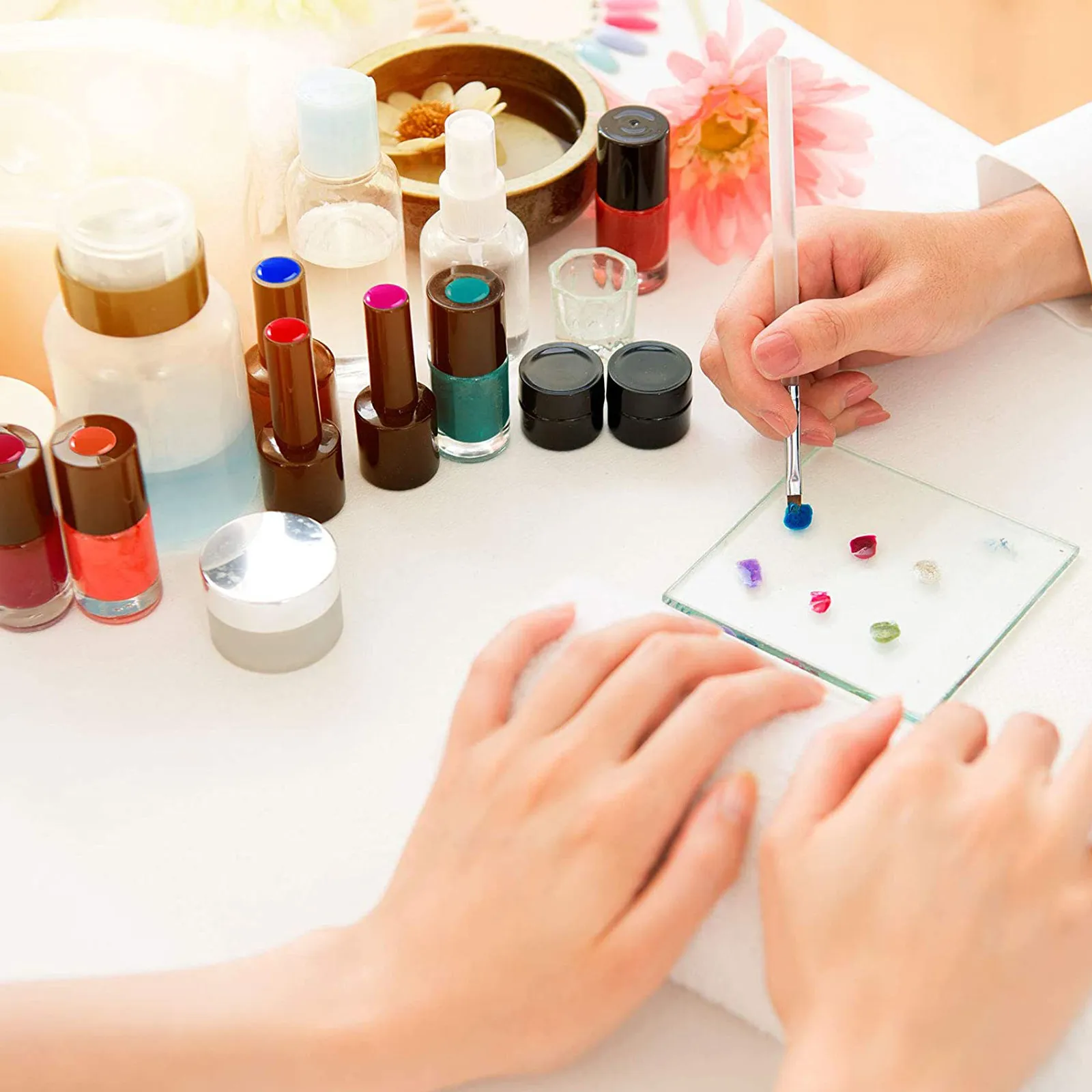 

5 Sets Nail Tips Color Chart Clear Round Manicure Display Board Nail Art Practice Palette Color Display Plates