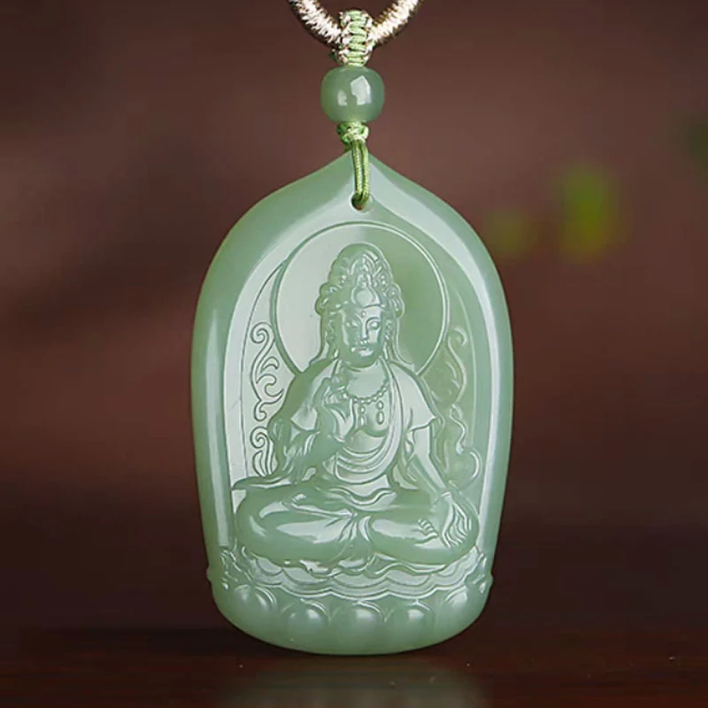 

Hetian , Light , Lake Green Double-sided Guanyin Ornament, Pendant, Jade Plaque