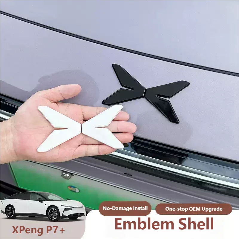 For XPENG P7+ 2025 2026 2027 Car Covering Black Logo Bright Black Logo Low-end Upgrade High-end Front Rear Logos Accessories