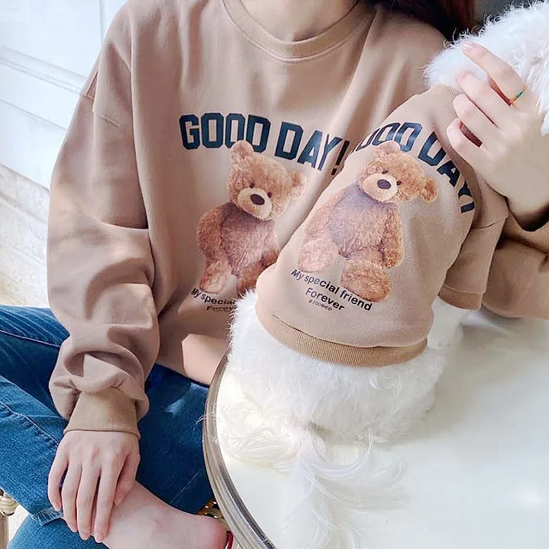 Autumn Dog Hoodies Cartoon Bear Cat Sweatshirt Fashion Puppy Outfits Cute Print Dog Clothing Chihuahua Clothes Soft Pet Hoodies