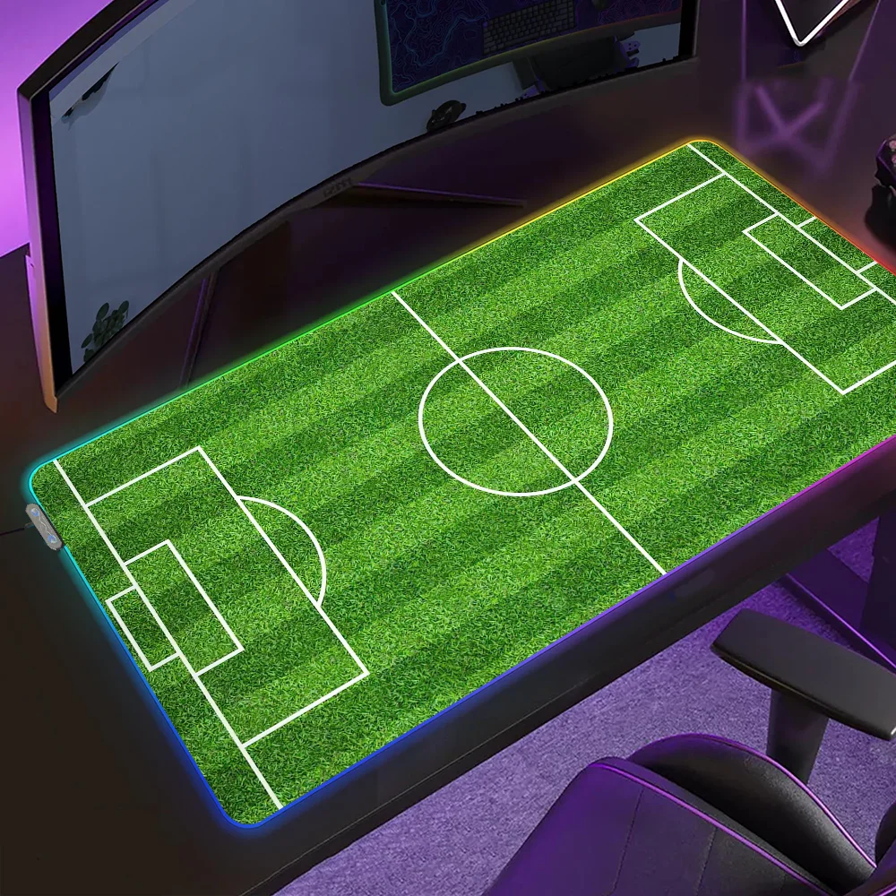 

Football Pitch Green Football Field Mouse Pad Gaming MousePad LED Table Pads Micro USB Backlit Rubber RGB Desk Mats Desktop XXL