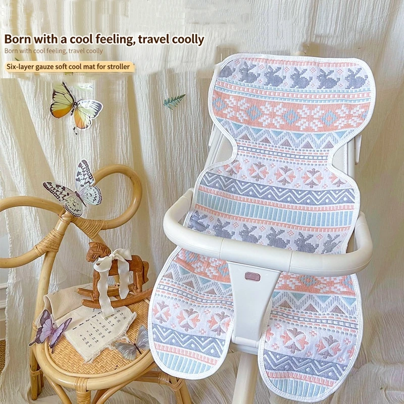 

Infant Car Seat 6-Layer Soft Cotton Gauze Breathable Summer Seat Liner with Adorable Bear Pattern Baby stroller seat cushion