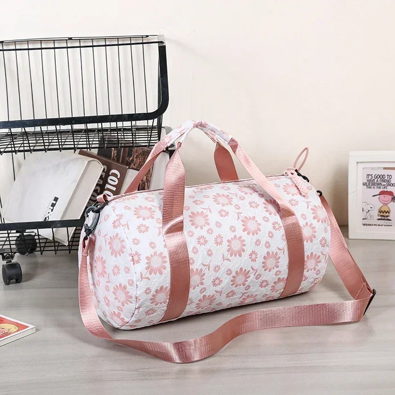 2024 New Flower Zipper Oxford Spinning Soft Fitness Preferred Travel Duffels Travel Bag Large Capacity Versatile Casual Handbag