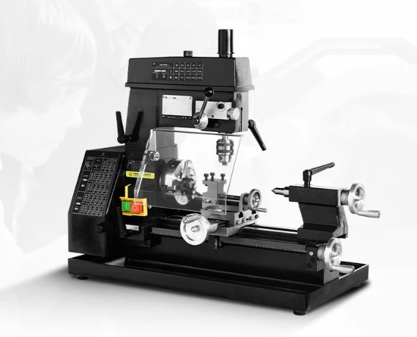 

​ ​ Мини-токарный станок и фрезерный станок 3-в-1, прецизионный настольный комбинированный станок мощностью 250 Вт для часового изготовления, инструмент для рукоделия и обучения с переменной скоростью ​ ​