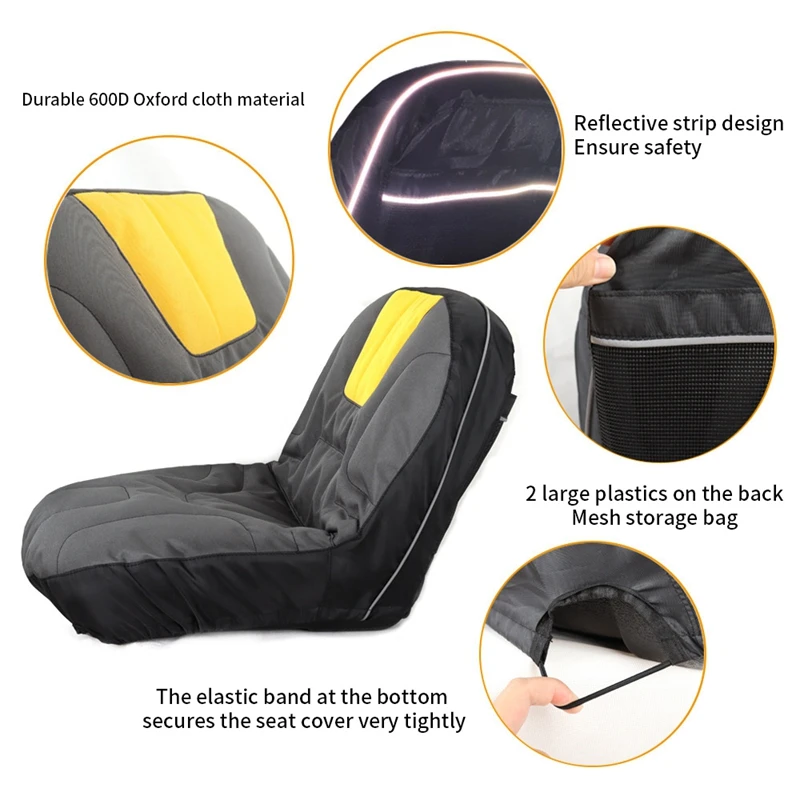Universal Riding Lawn Mower Tractor Seat Cover Padded Comfort Pad Storage ​Pouch for Heavy Farm Vehicle Tractor Mower