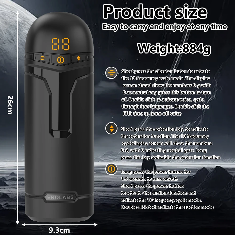 التلقائي ذكر الاستمناء مضخة القضيب مع مص تهتز الجة لعب للرجال الضارب القضيب تحفيز شاشة LED #6