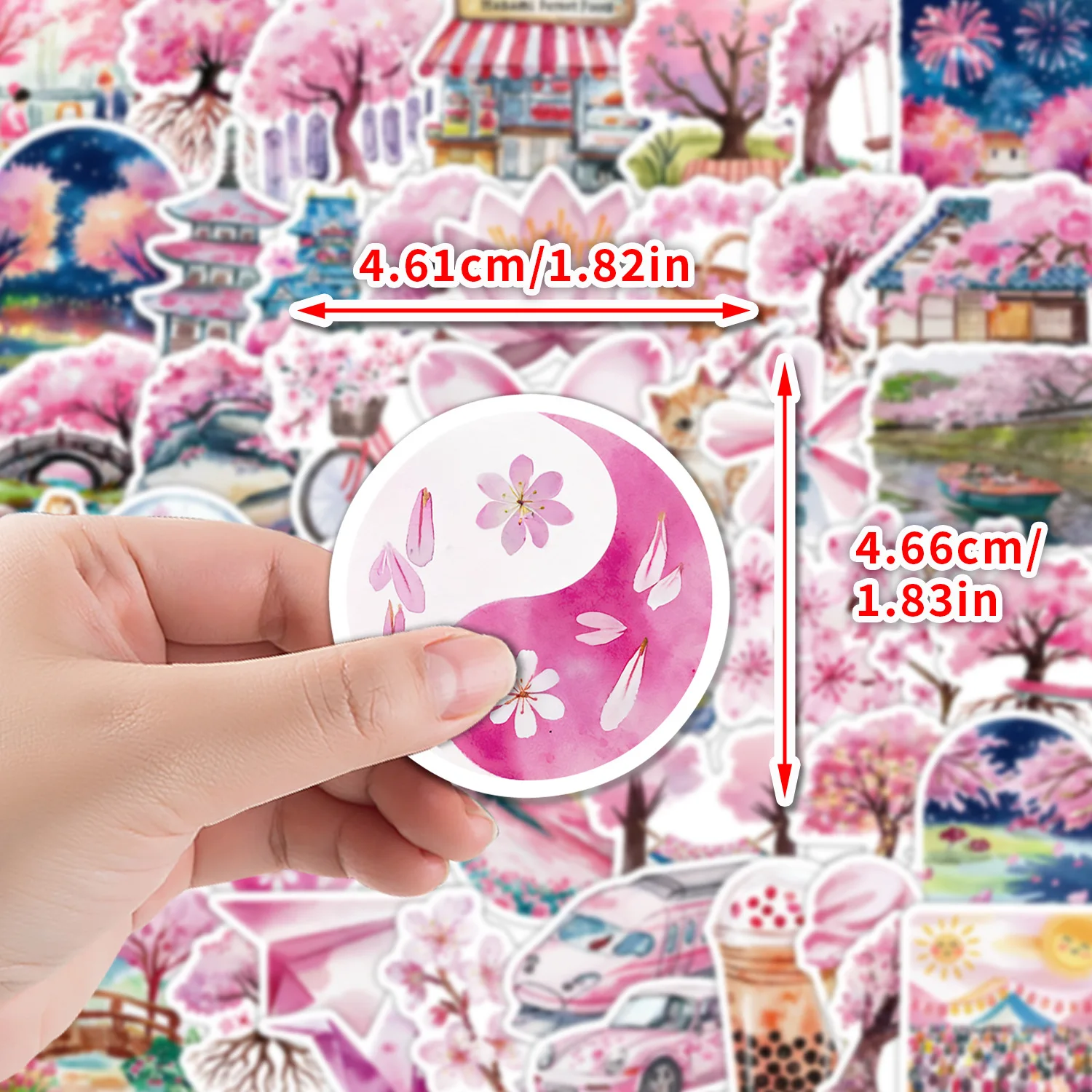 10/50 SZTUK Estetyczne Naklejki Graffiti z Różowymi Kwiatami Wiśni na Kubek, Telefon, Komputer, Notatnik, Artykuły Papiernicze, Bagaż