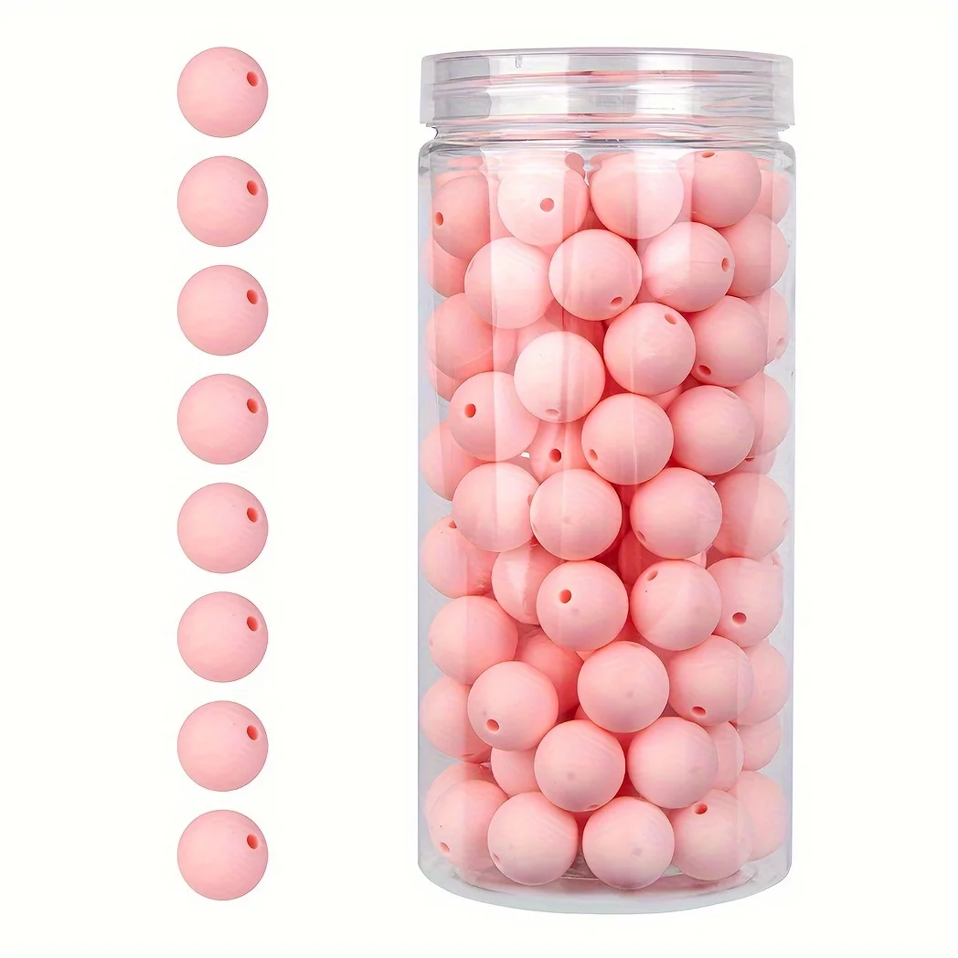 100 Stück/Box 12/15 mm Silikonperlen-Set für Schlüsselanhänger, Halskette, Armband, Umhängeband, Herstellung von runden Gummi-Silikon-Fokalperlen – Detail 21