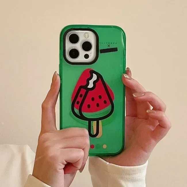 2.0 Version Acrylic Upgrade Border Watermelon Phone Case Cover for IPhone 11 12 13 14 15 16 Pro Max Case