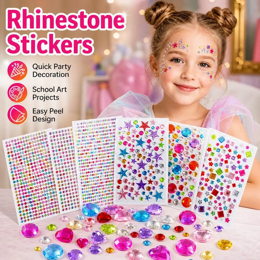 Colorful Acrylic Crystal Rhinestone Stickers Mixed Shape Diamond Jewels For DIY Crafts Festival Face Makeup Party Decor