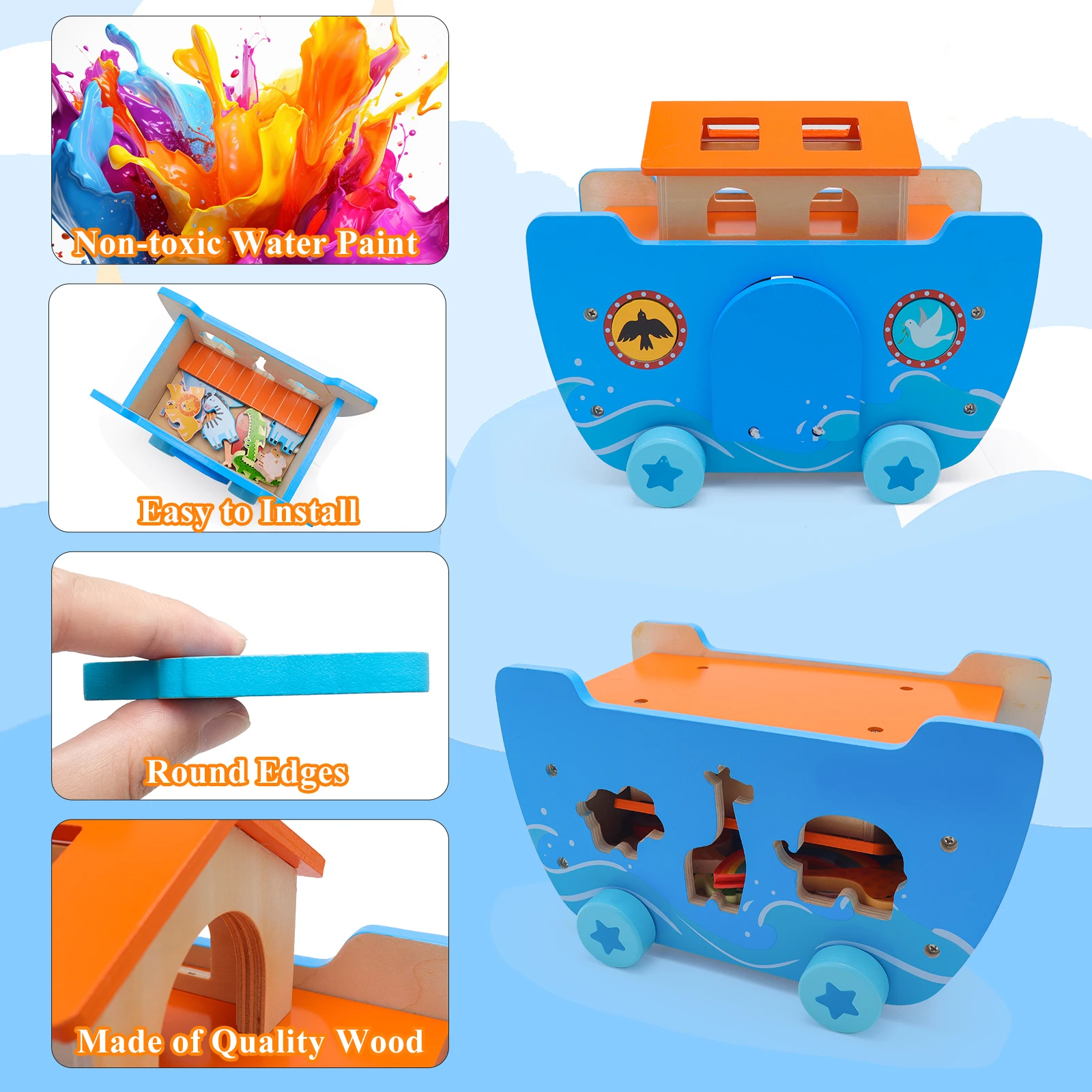 19 teile/satz holz spielzeug Noah's Arche Jesus spielzeug spleißen block tier spielzeug set eltern-kind-interaktives spielzeug kinder geschenk