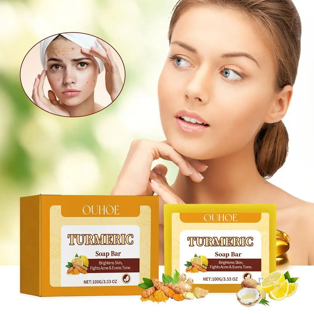 100g Turmeric Soap Acid Dark Spot Remover Soap Bars Moisturizing Soothing Gentle Cleanser Soap For Men Women All Skin Types Z3m2