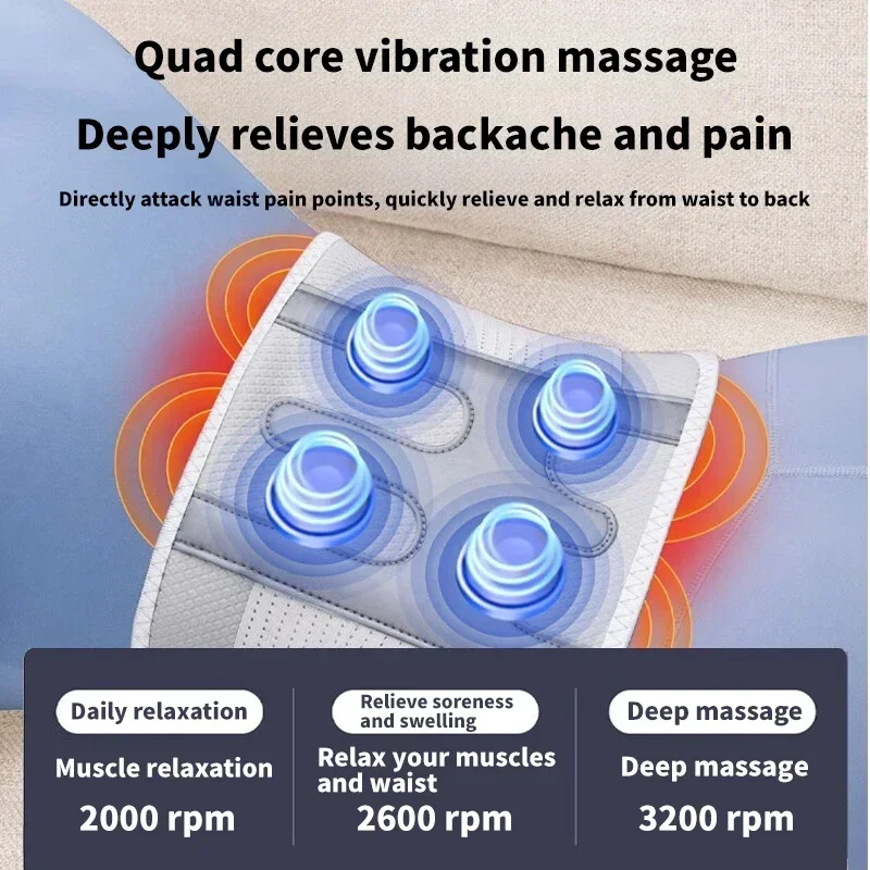 Electric Heating Belt Waist Vibration Massager Hot Compress Brace Therapy Physiotherapy Lumbar Back Support Brace Pain Relief