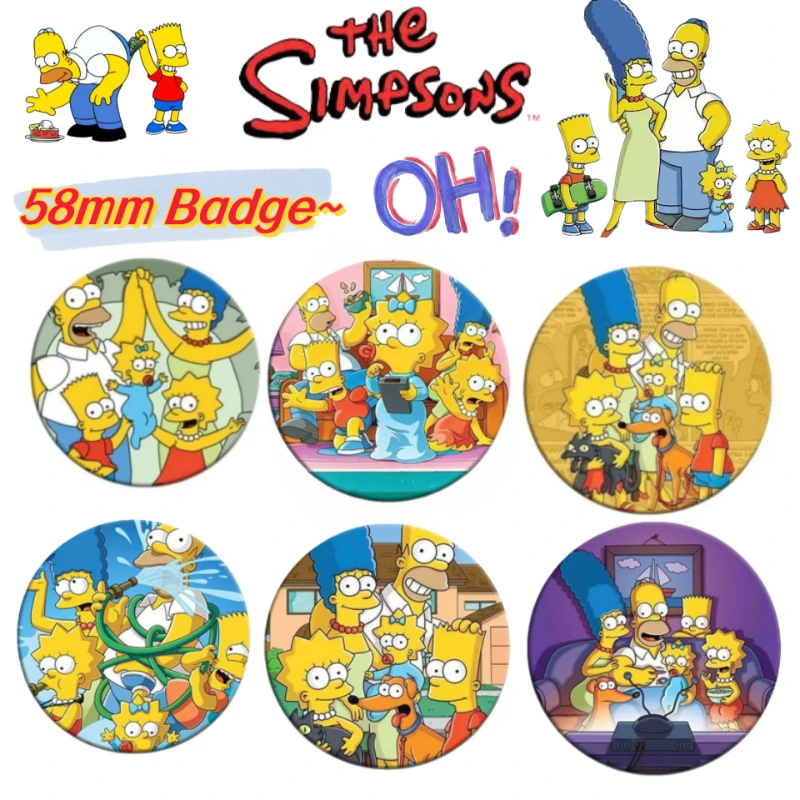 

The Simpsons Homer Bart Lisa Animation Surrounding Two-dimensional Badge Student Personality Creative Decorative Brooch Gift