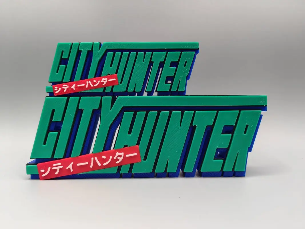 ป้ายโลโก้ 3 มิติ แบบพิมพ์ สำหรับโมเดลตัวละครอนิเมะ City Hunter ซึ่งเป็นตัวละครของ Saeba Ryo ใช้สำหรับตั้งโชว์ คอสเพลย์ นิทรรศการ ของสะสม และของเล่น