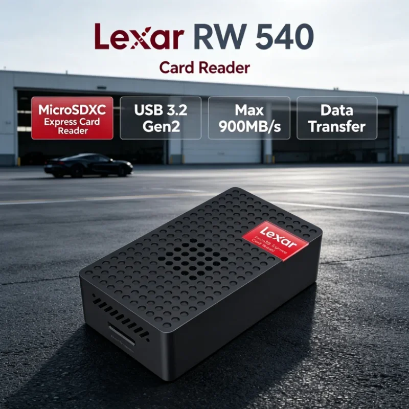 Lexar MicroSDXC Express Card Reader RW540 UHS-I UHS-II Built-in Fan PLAY PRO MicroSD Card Reader for Video Transfer