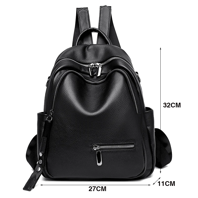 Woman Genuine Cow Leather Backpack Fashion Rucksack Ladies Bagpack Large Capacity Bookbag for Girls 100% Cowhide Knapsacks