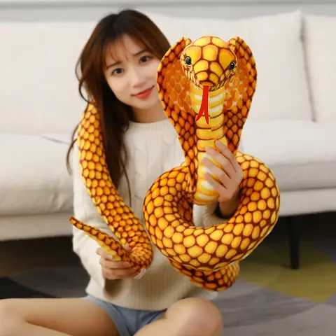 1pc 80/170/240cm Simulated Colorful Cobra Plush Toy Stuffed Animals Snakes Plushies Doll Funny Spoof Joke Soft Toys Home Decor